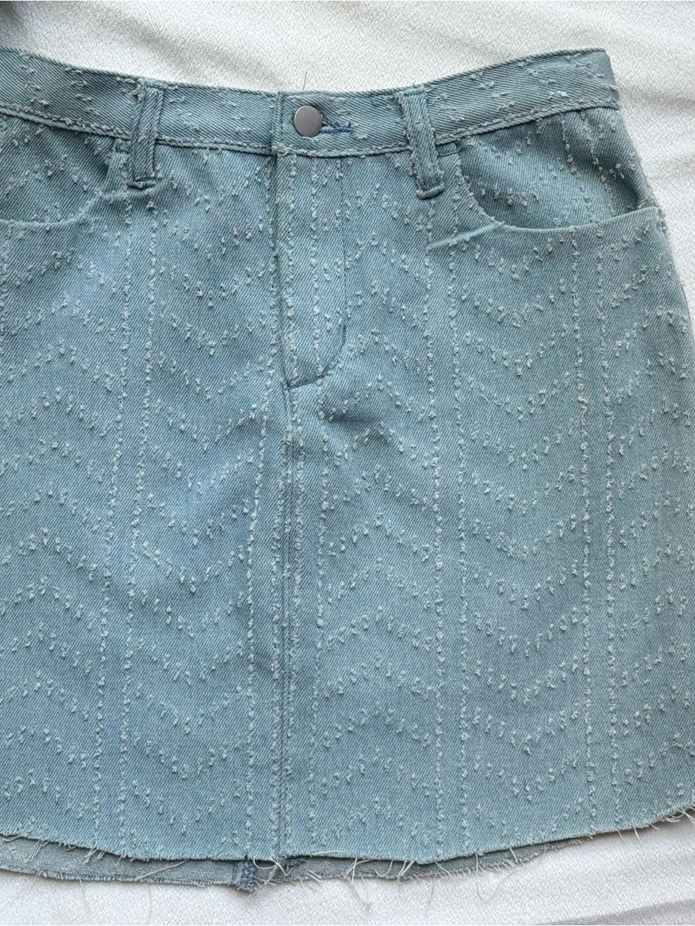 Hayden Light Blue Textured Denim Girls Skirt